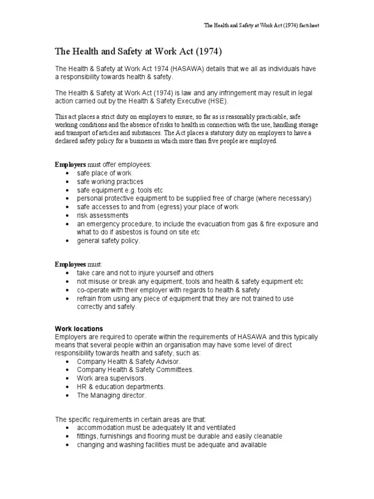 Health and Safety at Work Act